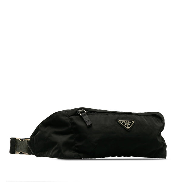 プラダ 三角ロゴプレート ウエストバッグ ボディバッグ ブラック ナイロン レディース PRADA 【中古】