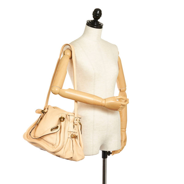 クロエ パラティ M ハンドバッグ ショルダーバッグ 2WAY ベージュ レザー レディース Chloe 【中古】