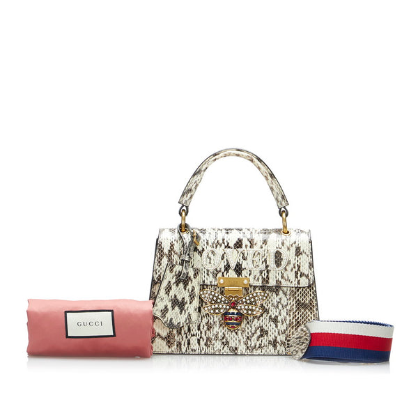 グッチ クイーンマーガレット ハンドバッグ ショルダーバッグ 2WAY 476541 ホワイト パイソン レディース GUCCI 【中古】