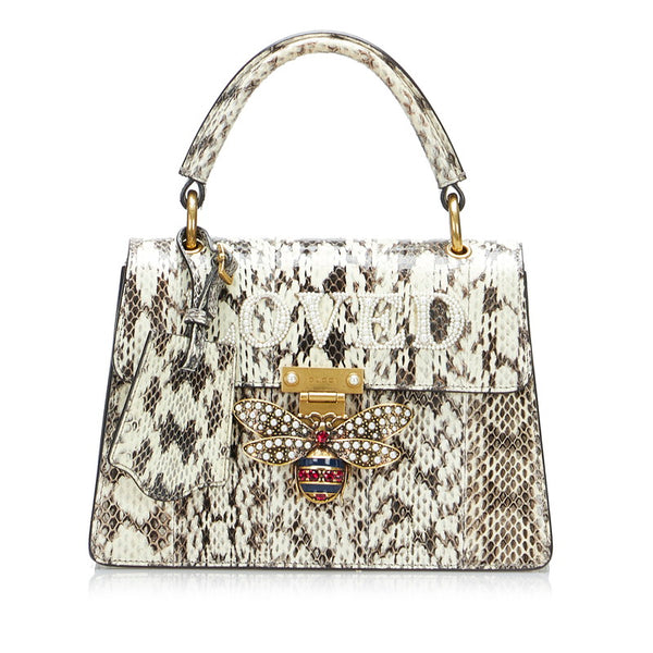グッチ クイーンマーガレット ハンドバッグ ショルダーバッグ 2WAY 476541 ホワイト パイソン レディース GUCCI 【中古】
