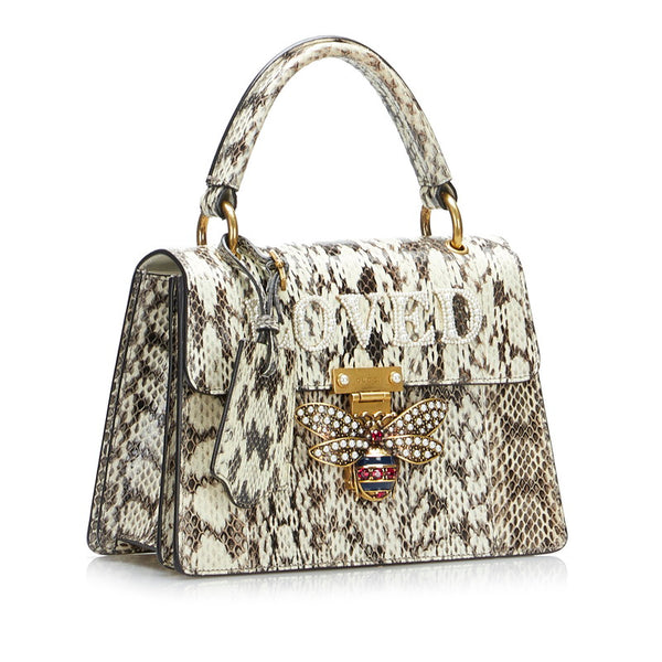 グッチ クイーンマーガレット ハンドバッグ ショルダーバッグ 2WAY 476541 ホワイト パイソン レディース GUCCI 【中古】