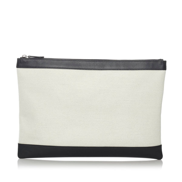 バレンシアガ 373340 9260 W 568024 ホワイト ブラック キャンバス レザー クラッチバッグ レディース BALENCIAGA 【中古】