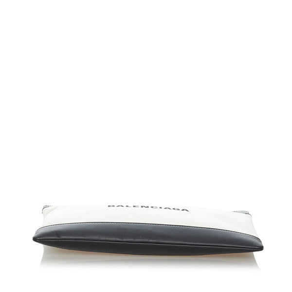 バレンシアガ 373340 9260 W 568024 ホワイト ブラック キャンバス レザー クラッチバッグ レディース BALENCIAGA 【中古】