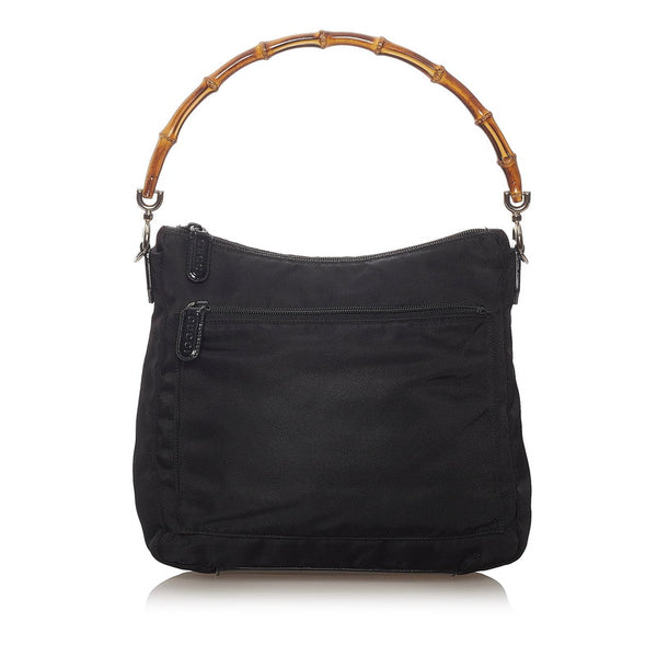 グッチ バンブー ショルダーバッグ 000 2058 ブラック キャンバス レザー レディース GUCCI 【中古】