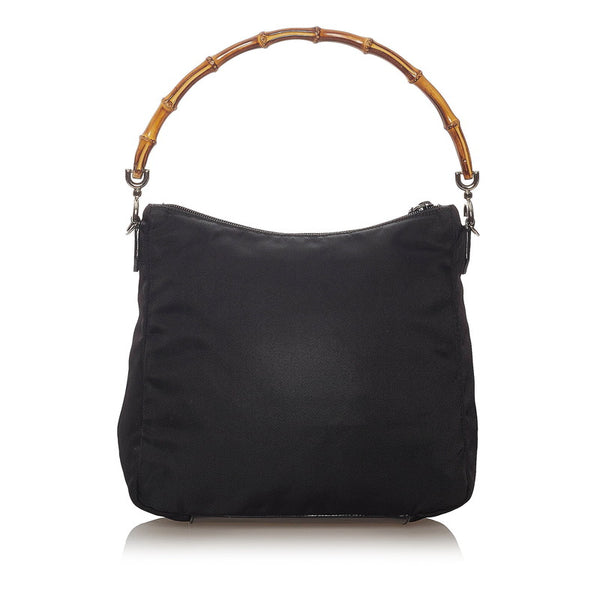 グッチ バンブー ショルダーバッグ 000 2058 ブラック キャンバス レザー レディース GUCCI 【中古】