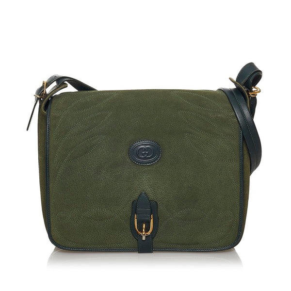 グッチ ソーホー 001 106 0399 カーキ スウェード レザー ショルダーバッグ メンズ GUCCI 【中古】