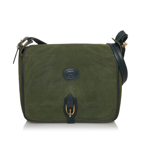 グッチ ソーホー 001 106 0399 カーキ スウェード レザー ショルダーバッグ メンズ GUCCI 【中古】