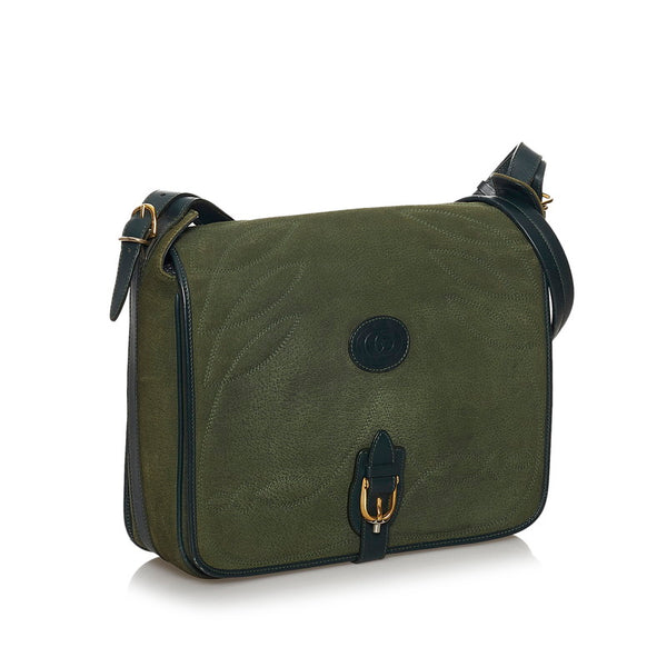 グッチ ソーホー 001 106 0399 カーキ スウェード レザー ショルダーバッグ メンズ GUCCI 【中古】