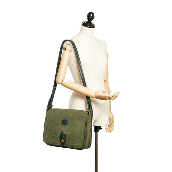 グッチ ソーホー 001 106 0399 カーキ スウェード レザー ショルダーバッグ メンズ GUCCI 【中古】