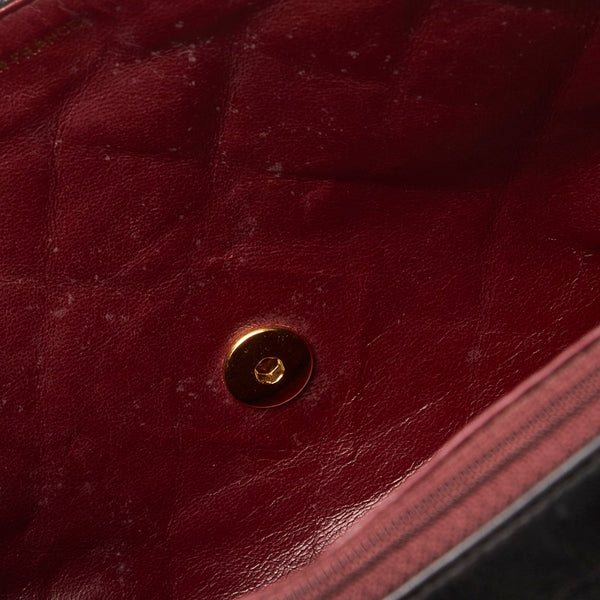 シャネル デカマトラッセ シングルフラップ ゴールド金具 チェーンショルダーバッグ ブラック ラムスキン レディース CHANEL 【中古】