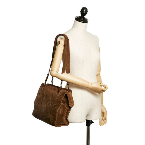 シャネル ココマーク ブラウン スウェード チェーン ショルダーバッグ レディース CHANEL 【中古】
