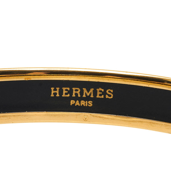 エルメス エマイユ バングル ブラック ゴールド メッキ レディース HERMES 【中古】