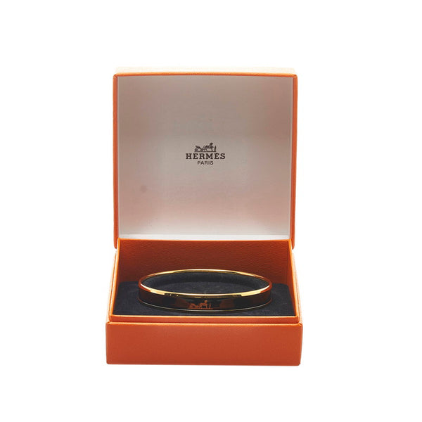 エルメス エマイユ バングル ブラック ゴールド メッキ レディース HERMES 【中古】