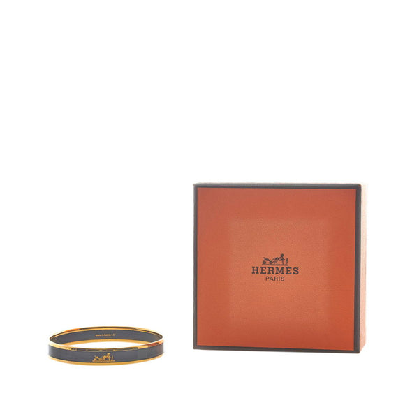 エルメス エマイユ バングル ブラック ゴールド メッキ レディース HERMES 【中古】