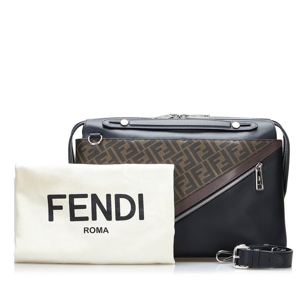 フェンディ ズッカ クロスボディバッグ ハンドバッグ ショルダーバッグ 2WAY 7VA458 ブラック ブラウン PVC レザー メンズ FENDI 【中古】