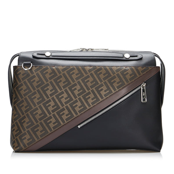 フェンディ ズッカ クロスボディバッグ ハンドバッグ ショルダーバッグ 2WAY 7VA458 ブラック ブラウン PVC レザー メンズ FENDI 【中古】