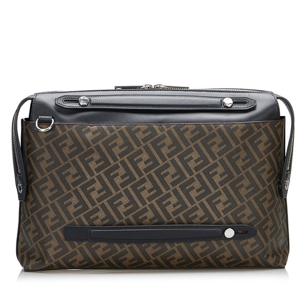 フェンディ ズッカ クロスボディバッグ ハンドバッグ ショルダーバッグ 2WAY 7VA458 ブラック ブラウン PVC レザー メンズ FENDI 【中古】
