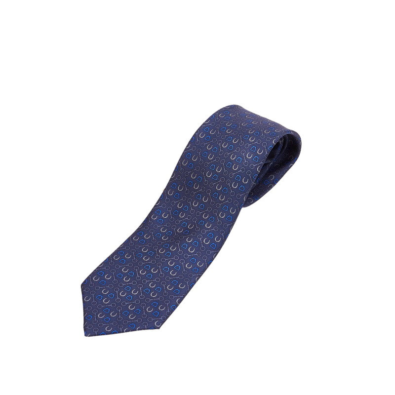エルメス ブルー シルク ネクタイ メンズ HERMES 【中古】