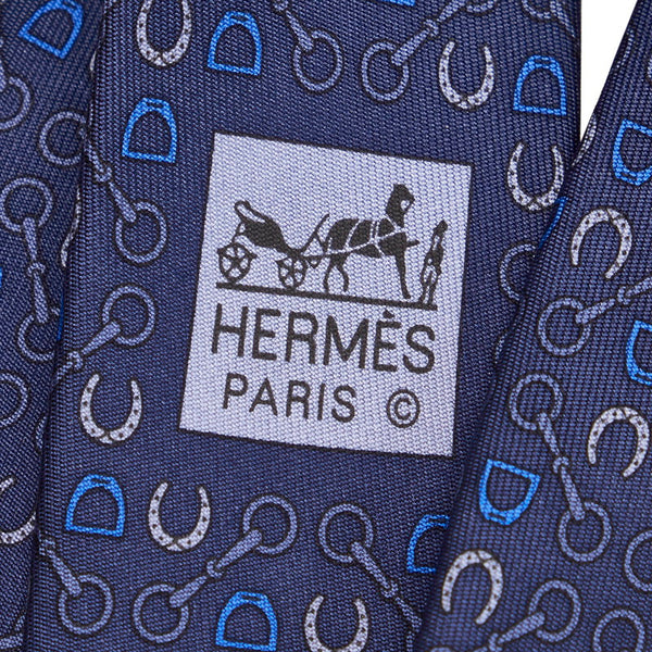 エルメス ブルー シルク ネクタイ メンズ HERMES 【中古】