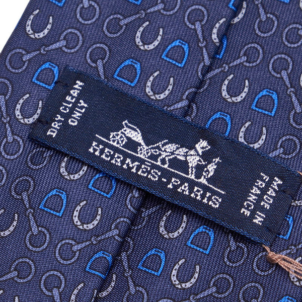 エルメス ブルー シルク ネクタイ メンズ HERMES 【中古】