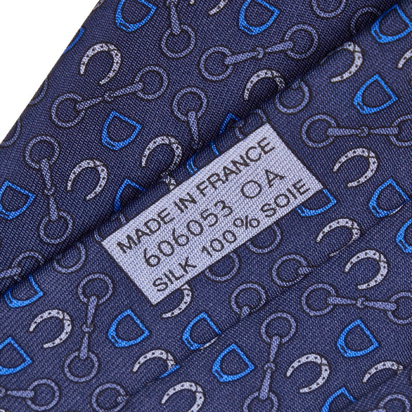 エルメス ブルー シルク ネクタイ メンズ HERMES 【中古】