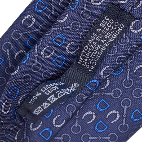 エルメス ブルー シルク ネクタイ メンズ HERMES 【中古】