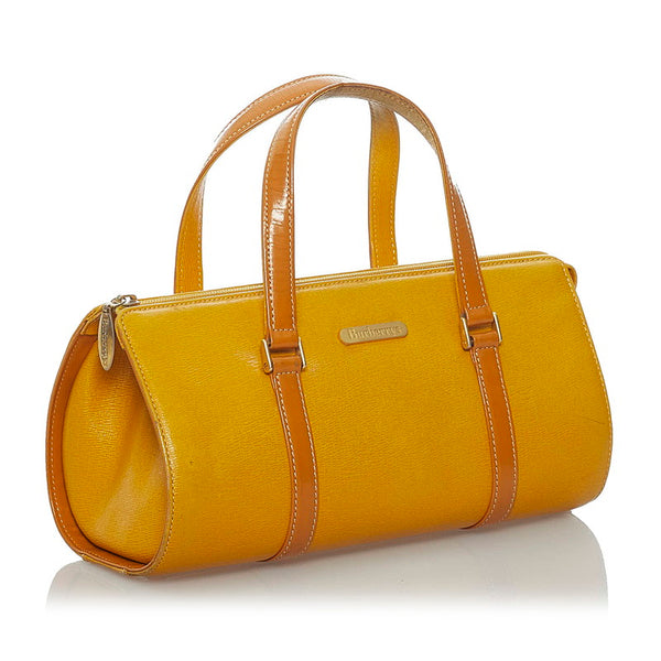 バーバリー イエロー レザー ハンドバッグ レディース BURBERRY 【中古】