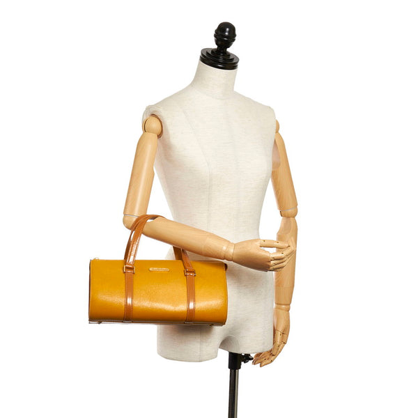 バーバリー イエロー レザー ハンドバッグ レディース BURBERRY 【中古】