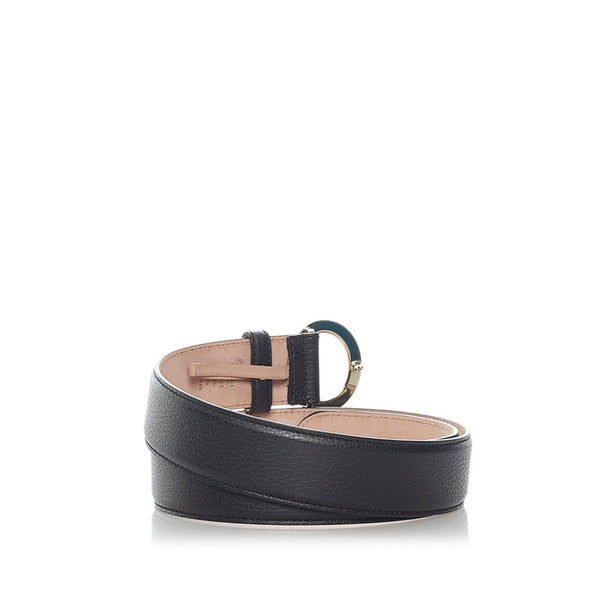 グッチ Gバックル ベルト 362732 ブラック ゴールド レザー メンズ GUCCI 【中古】