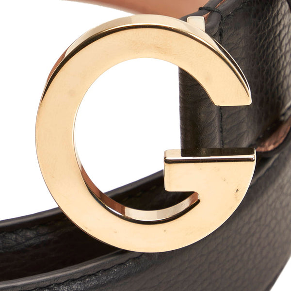 グッチ Gバックル ベルト 362732 ブラック ゴールド レザー メンズ GUCCI 【中古】