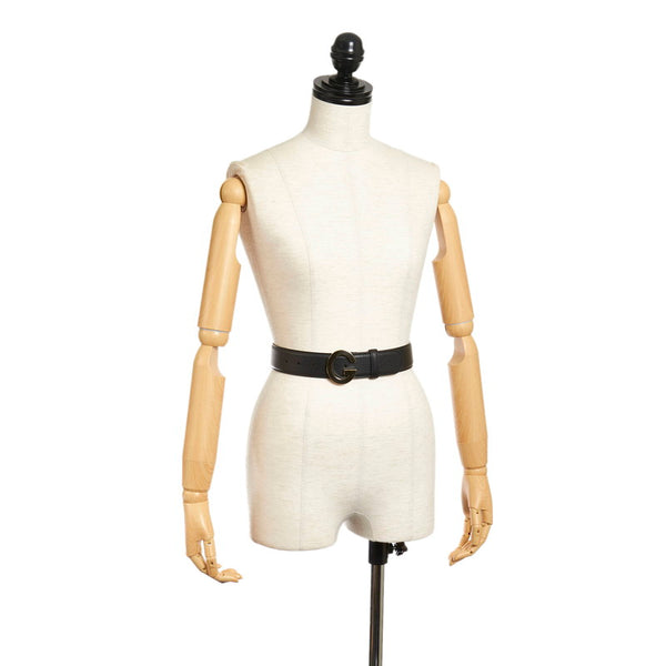 グッチ Gバックル ベルト 362732 ブラック ゴールド レザー メンズ GUCCI 【中古】