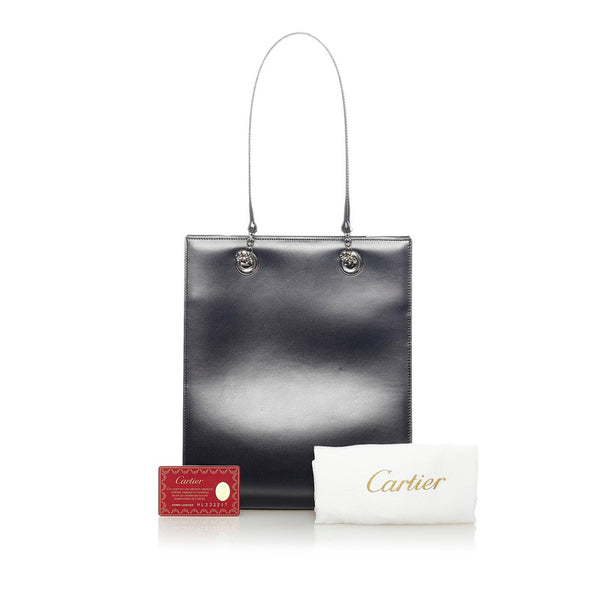 カルティエ トートバッグ ブラック レザー レディース CARTIER 【中古】