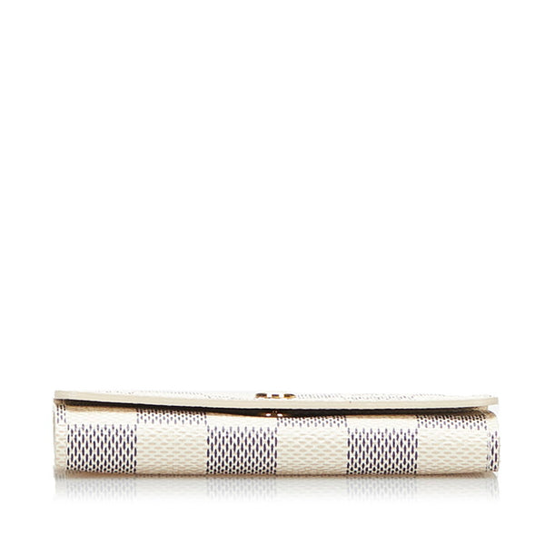 ルイ ヴィトン ダミエ アズール ミュルティクレ4 4連 キーケース N60386 ホワイト アイボリー PVC レザー レディース LOUIS VUITTON 【中古】