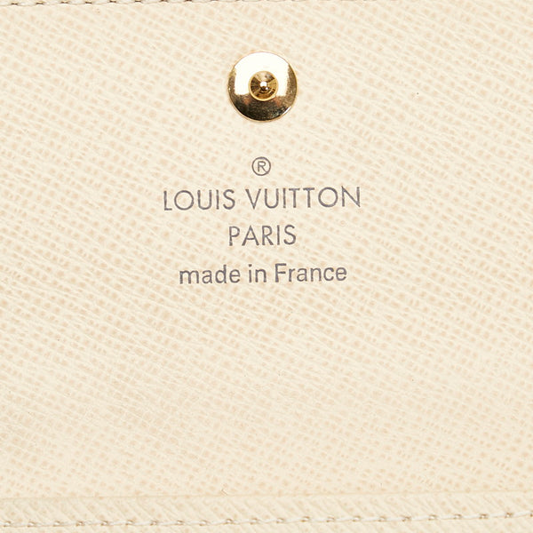 ルイ ヴィトン ダミエ アズール ミュルティクレ4 4連 キーケース N60386 ホワイト アイボリー PVC レザー レディース LOUIS VUITTON 【中古】