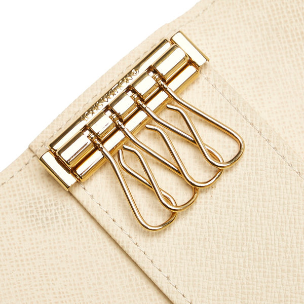 ルイ ヴィトン ダミエ アズール ミュルティクレ4 4連 キーケース N60386 ホワイト アイボリー PVC レザー レディース LOUIS VUITTON 【中古】
