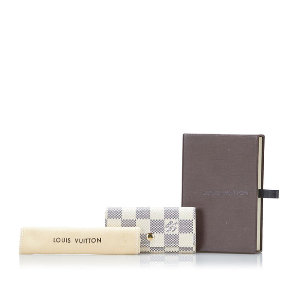 ルイ ヴィトン ダミエ アズール ミュルティクレ4 4連 キーケース N60386 ホワイト アイボリー PVC レザー レディース LOUIS VUITTON 【中古】