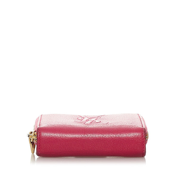 サンローラン ロゴ ラウンドファスナー 二つ折り財布 コンパクトウォレット ピンク レザー レディース SAINT LAURENT 【中古】