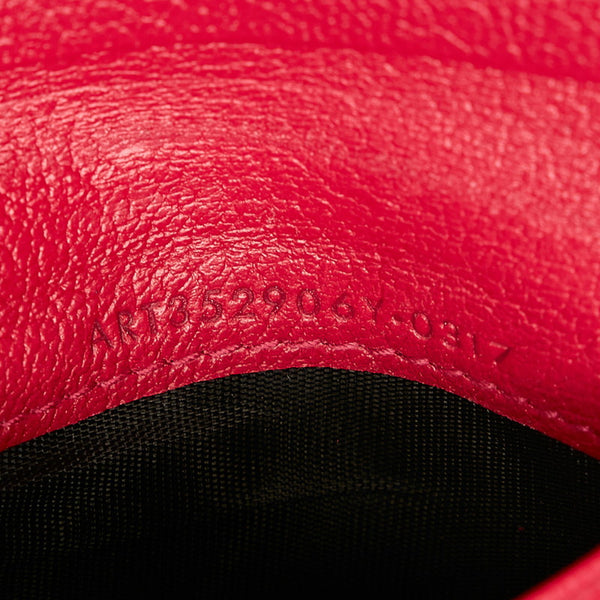 サンローラン ロゴ ラウンドファスナー 二つ折り財布 コンパクトウォレット ピンク レザー レディース SAINT LAURENT 【中古】