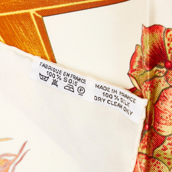 エルメス カレ90 PASSIFLORES パッションフラワー スカーフ アイボリー シルク レディース HERMES 【中古】