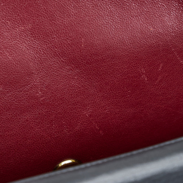 シャネル デカマトラッセ シングルフラップ ゴールド金具 ダブルチェーン ショルダーバッグ  ブラック ラムスキン レディース CHANEL 【中古】