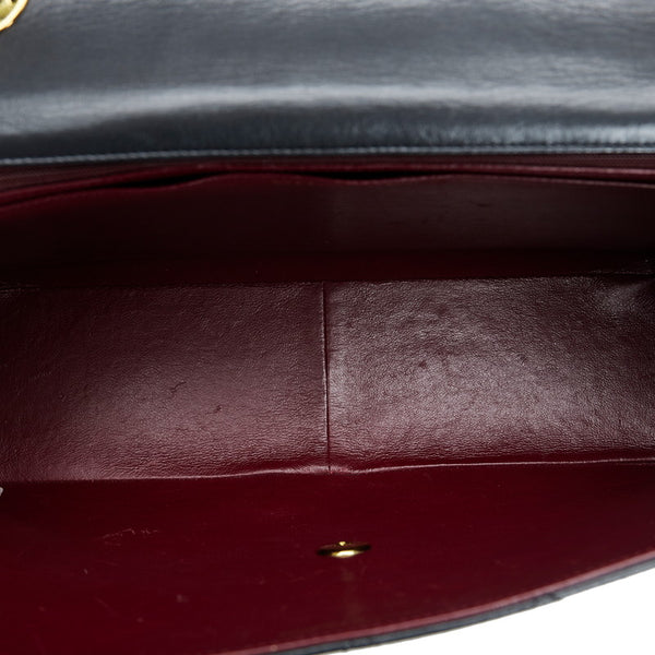 シャネル デカマトラッセ シングルフラップ ゴールド金具 ダブルチェーン ショルダーバッグ  ブラック ラムスキン レディース CHANEL 【中古】