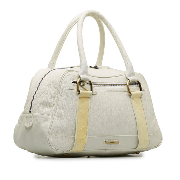 バーバリー ノバチェック ハンドバッグ ホワイト レザー レディース BURBERRY 【中古】