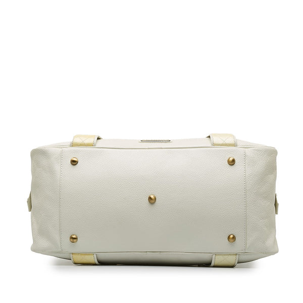 バーバリー ノバチェック ハンドバッグ ホワイト レザー レディース BURBERRY 【中古】