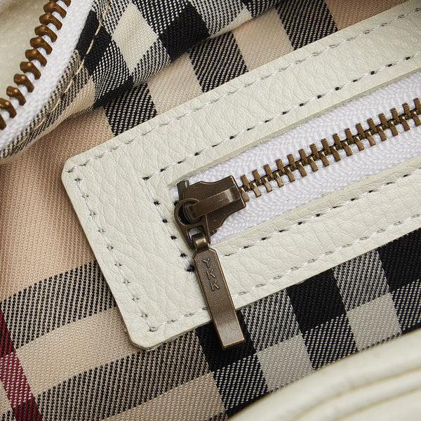 バーバリー ノバチェック ハンドバッグ ホワイト レザー レディース BURBERRY 【中古】