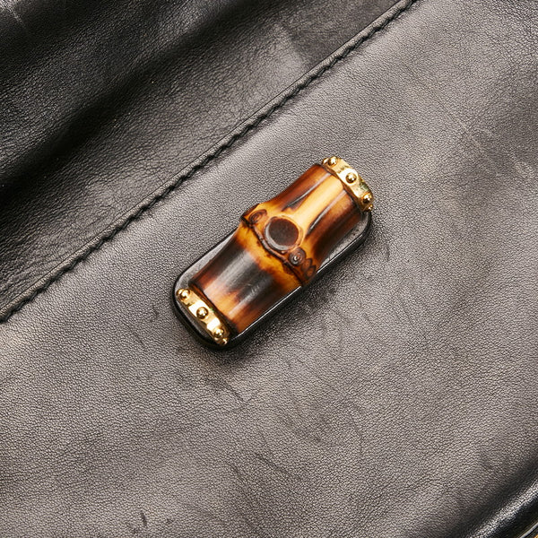 グッチ ニューバンブー フローラ ハンドバッグ ショルダーバッグ 2WAY 279492 ブラック レザー レディース GUCCI 【中古】