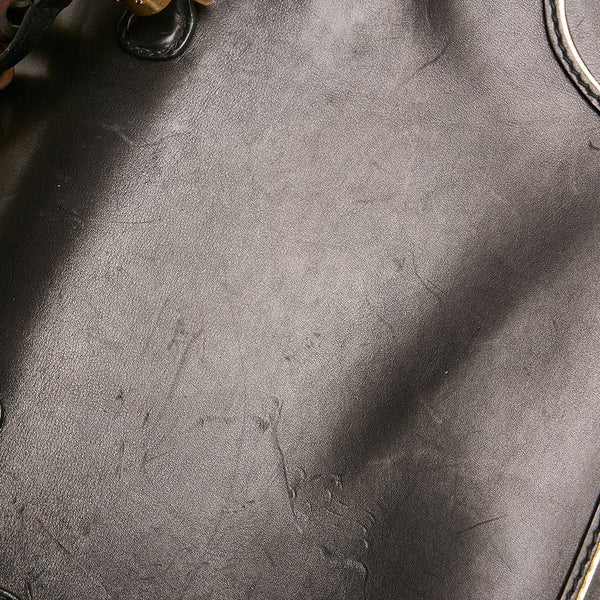 グッチ ニューバンブー フローラ ハンドバッグ ショルダーバッグ 2WAY 279492 ブラック レザー レディース GUCCI 【中古】