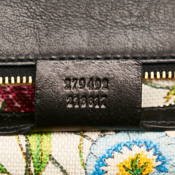 グッチ ニューバンブー フローラ ハンドバッグ ショルダーバッグ 2WAY 279492 ブラック レザー レディース GUCCI 【中古】