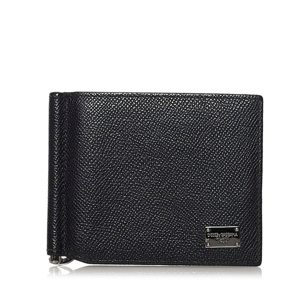 ドルチェアンドガッバーナ 二つ折り財布 マネークリップ ブラック レザー メンズ DOLCE&GABBANA 【中古】