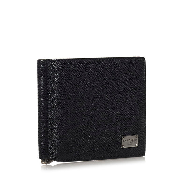 ドルチェアンドガッバーナ 二つ折り財布 マネークリップ ブラック レザー メンズ DOLCE&GABBANA 【中古】