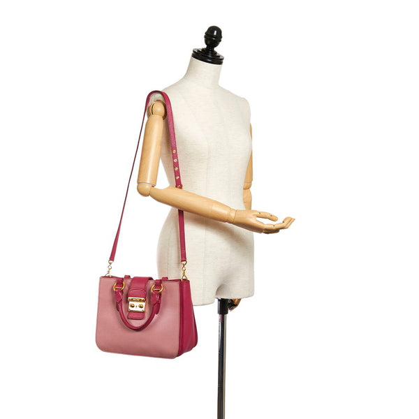 ミュウミュウ ハンドバッグ ショルダーバッグ 2WAY ピンク レザー レディース MIUMIU 【中古】